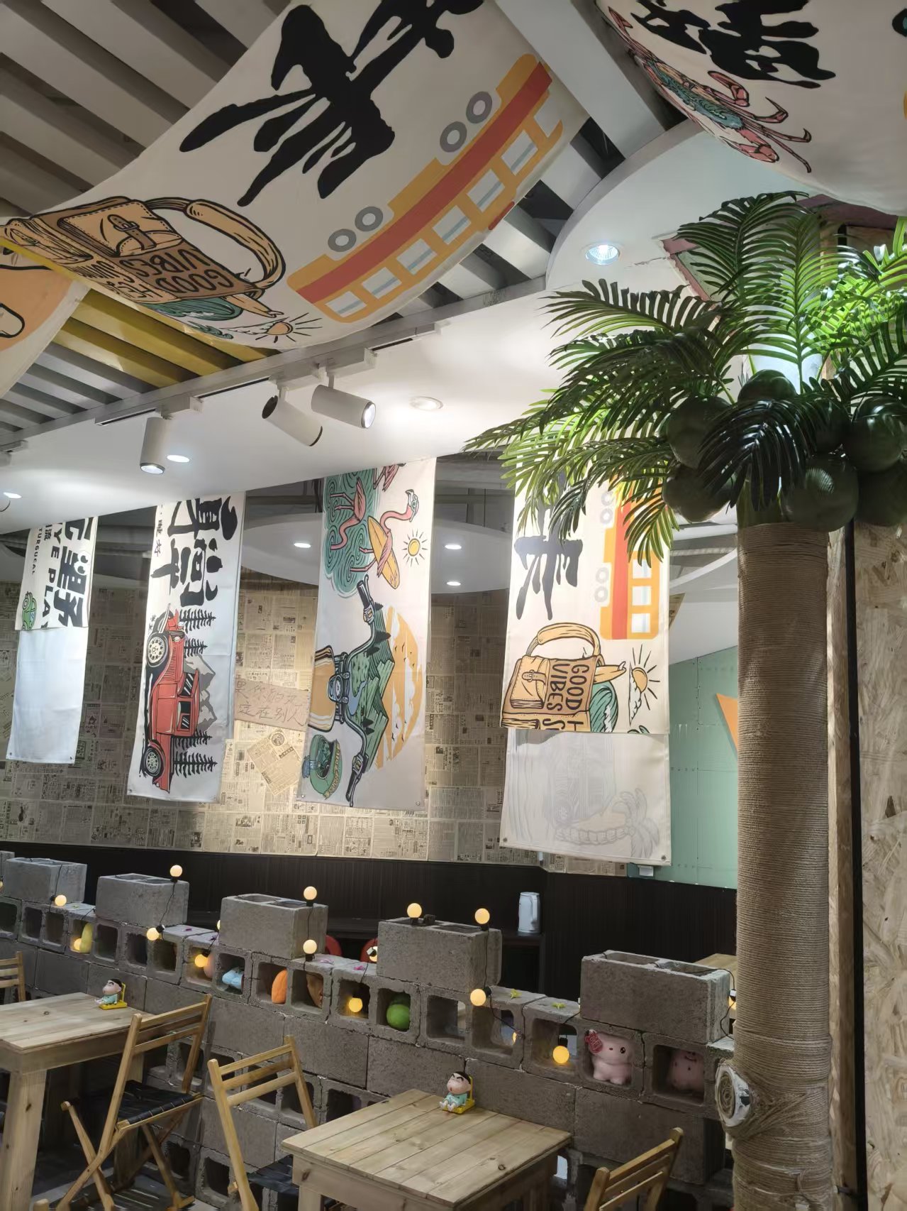 Interior seating and wall graphics