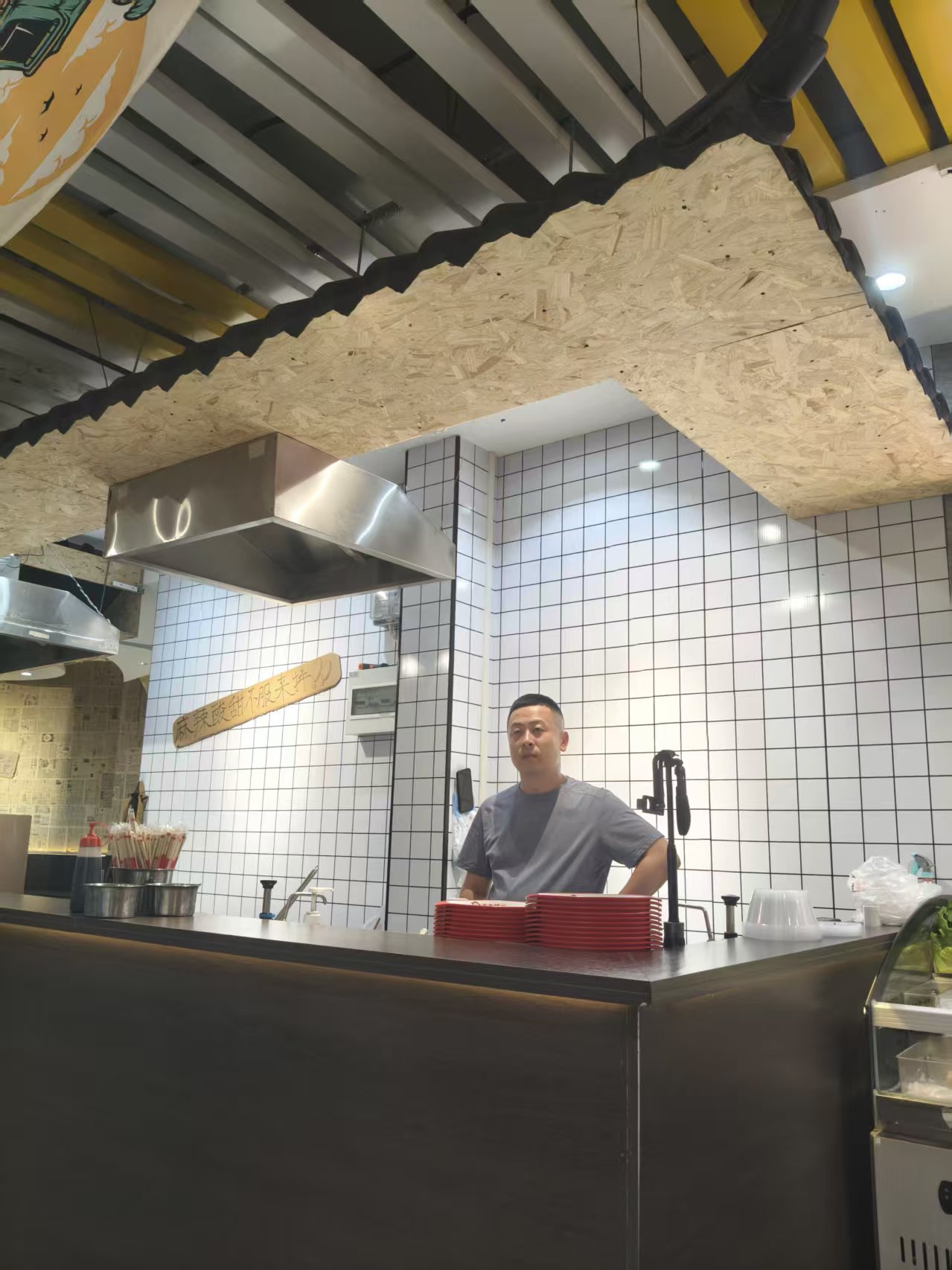 Owner preparing the shop counter